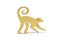Golden 3d proboscis monkey icon isolated on white background