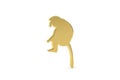 Golden 3d proboscis monkey icon isolated on white background