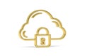 Golden 3d protected cloud icon isolated on white background Royalty Free Stock Photo