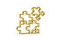 Golden 3d puzzle icon isolated on white background Royalty Free Stock Photo