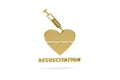 Golden 3d reanimation icon isolated on white background