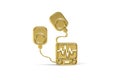 Golden 3d reanimation icon isolated on white background