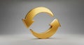 Golden 3D Refresh or Reload Icon with Arrows on a Gradient Background symbol Royalty Free Stock Photo