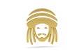 Golden 3d reggae music icon isolated on white background