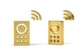Golden 3d remote control icon isolated on white background Royalty Free Stock Photo