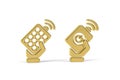 Golden 3d remote control icon isolated on white Royalty Free Stock Photo