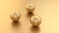 Golden 3d render sphere balls on metal background with reflection. Modern luxury design element for banner sale design