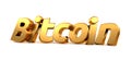 Golden 3d rendering Bitcoin isolated bold letters