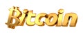 Golden 3d rendering Bitcoin isolated bold letters