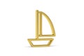 Golden 3d sailing boat icon isolated on white background