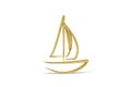 Golden 3d sailing icon isolated on white background Royalty Free Stock Photo