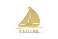 Golden 3d sailing icon isolated on white background Royalty Free Stock Photo