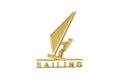 Golden 3d sailing icon isolated on white background Royalty Free Stock Photo