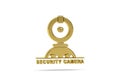 Golden 3d security camera icon isolated on white background Royalty Free Stock Photo