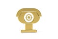 Golden 3d security camera icon isolated on white background Royalty Free Stock Photo
