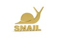 Golden 3d snail icon isolated on white background Royalty Free Stock Photo