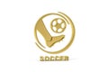 Golden 3d soccer player icon isolated on white background