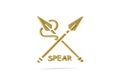 Golden 3d spear icon isolated on white background Royalty Free Stock Photo