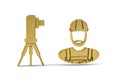 Golden 3d surveyor icon isolated on white background