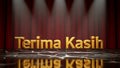 Golden 3D Text Terima Kasih on Marble Stage with Red Curtains Royalty Free Stock Photo