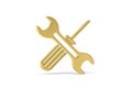 Golden 3d tools icon isolated on white Royalty Free Stock Photo