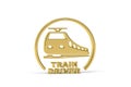 Golden 3d train driver icon isolated on white Royalty Free Stock Photo