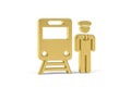 Golden 3d train driver icon isolated on white Royalty Free Stock Photo