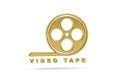 Golden 3d video tape - VHS tape icon isolated on white background Royalty Free Stock Photo