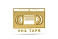 Golden 3d video tape - VHS tape icon isolated on white background Royalty Free Stock Photo