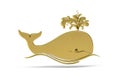 Golden 3d whale icon isolated on white background Royalty Free Stock Photo