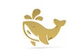 Golden 3d whale icon isolated on white background Royalty Free Stock Photo