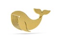 Golden 3d whale icon isolated on white background Royalty Free Stock Photo