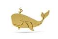 Golden 3d whale icon isolated on white background Royalty Free Stock Photo