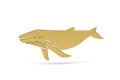 Golden 3d whale icon isolated on white background Royalty Free Stock Photo