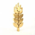 Golden 3D wheat ear, isolated on a white Royalty Free Stock Photo