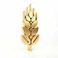 Golden 3D wheat ear, isolated on a white Royalty Free Stock Photo