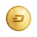 Golden dash blockchain coin symbol. Royalty Free Stock Photo