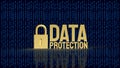 Golden Data Protection Padlock for Digital Cybersecurity Concept 3d render Royalty Free Stock Photo