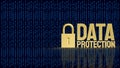 Golden Data Protection Padlock for Digital Cybersecurity Concept 3d render Royalty Free Stock Photo