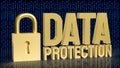 Golden Data Protection Padlock for Digital Cybersecurity Concept 3d render Royalty Free Stock Photo