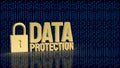 Golden Data Protection Padlock for Digital Cybersecurity Concept 3d render Royalty Free Stock Photo