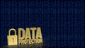 Golden Data Protection Padlock for Digital Cybersecurity Concept 3d render Royalty Free Stock Photo
