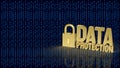 Golden Data Protection Padlock for Digital Cybersecurity Concept 3d render Royalty Free Stock Photo