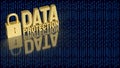 Golden Data Protection Padlock for Digital Cybersecurity Concept 3d render Royalty Free Stock Photo