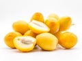 Golden dates on white background