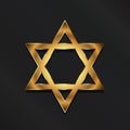 Golden David Star. Judaism symbol. Vector Design