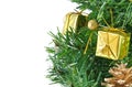 Golden decorated christmas tree isolated Royalty Free Stock Photo