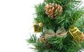 Golden decorated christmas tree with many presents Royalty Free Stock Photo