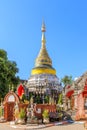 Golden decorated pagoda at Wat Bubparam Temple. Chiang Mai, North of Thailand