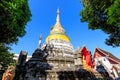 Golden decorated pagoda at Wat Bubparam Temple. Chiang Mai, North of Thailand